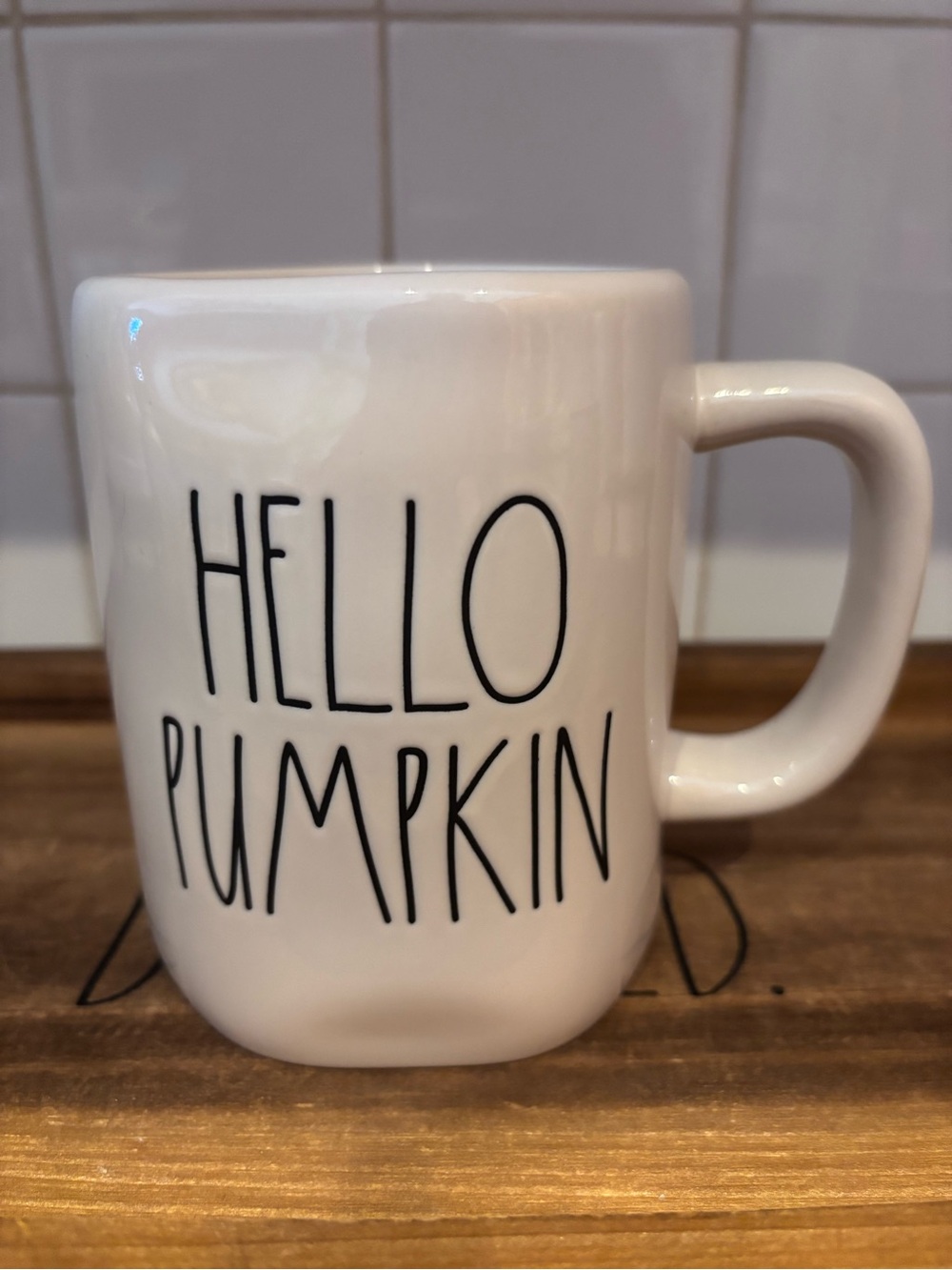 Rae Dunn White Mug with Black HELLO PUMPKIN Lettering
